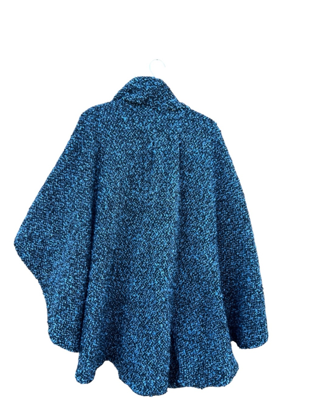 Branigan Weavers Irish Wool Bouclé Cape Attached Scarf Blue One Size Cottage - Picture 6 of 10